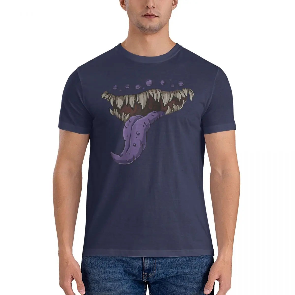 Mimic Mouth Print T Shirt D-Dungeons And Dragons DND 100% Cotton Clothing Humor Short Sleeve Crew Neck Tees New Arrival