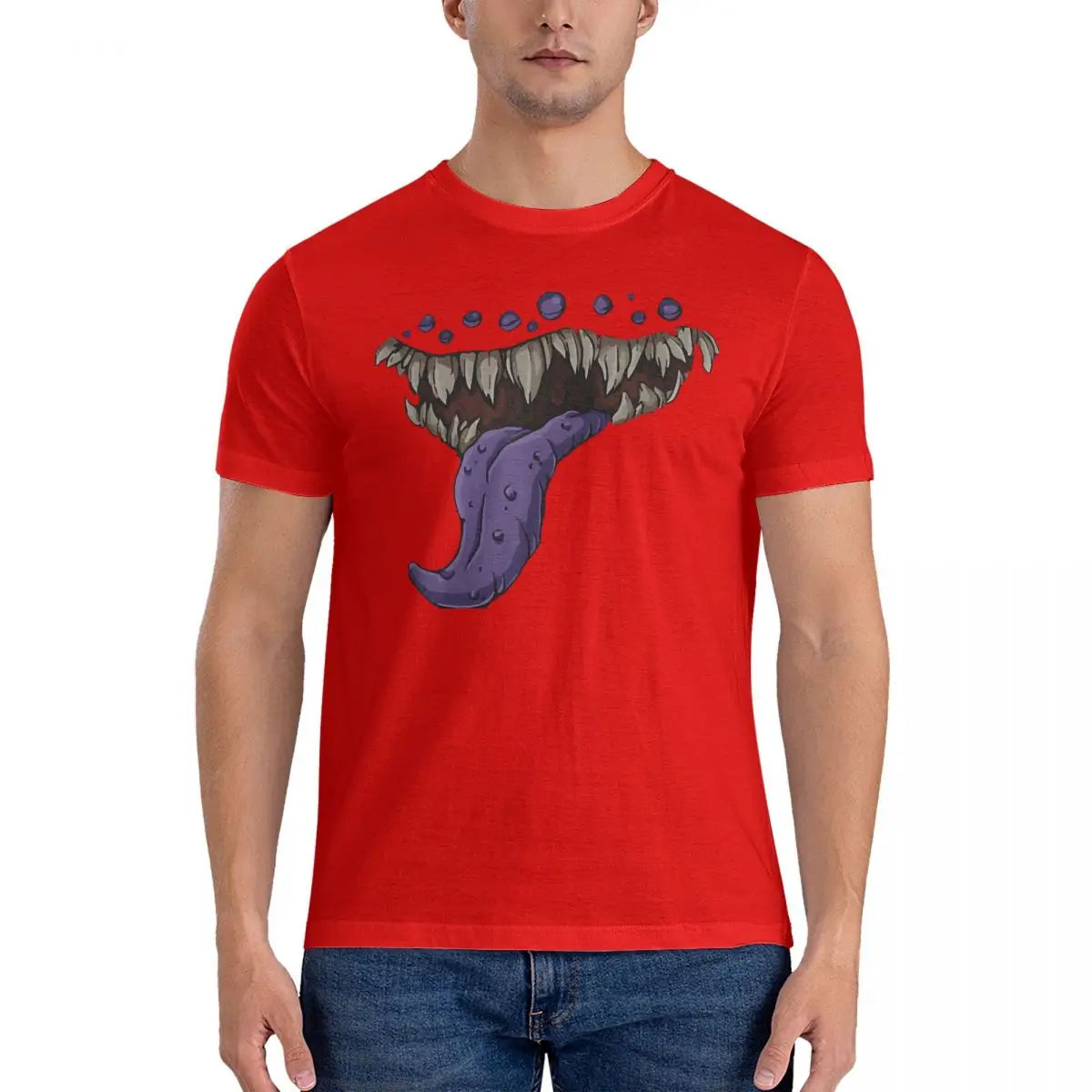 Mimic Mouth Print T Shirt D-Dungeons And Dragons DND 100% Cotton Clothing Humor Short Sleeve Crew Neck Tees New Arrival