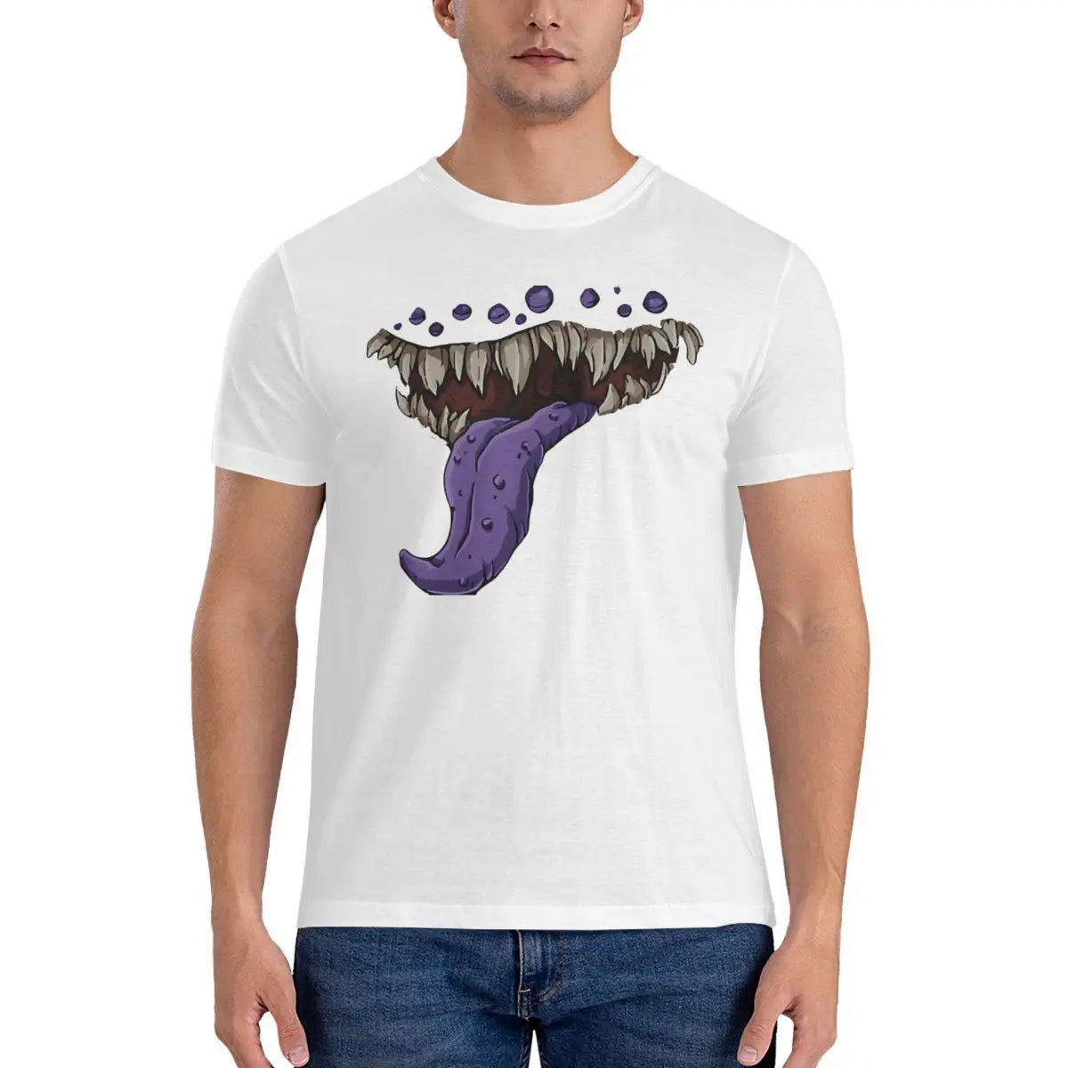 Mimic Mouth Print T Shirt D-Dungeons And Dragons DND 100% Cotton Clothing Humor Short Sleeve Crew Neck Tees New Arrival