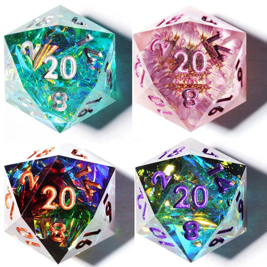 MINI PLANET Polyhedral Resin D20 Dice With Sharp Edges D&D 20 Sided Dice For RPG Table Board Games Handcrafted D20 Dice