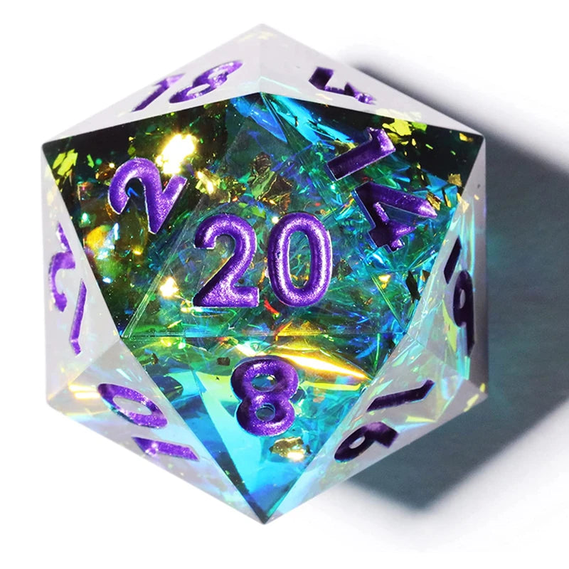 MINI PLANET Polyhedral Resin D20 Dice With Sharp Edges D&D 20 Sided Dice For RPG Table Board Games Handcrafted D20 Dice