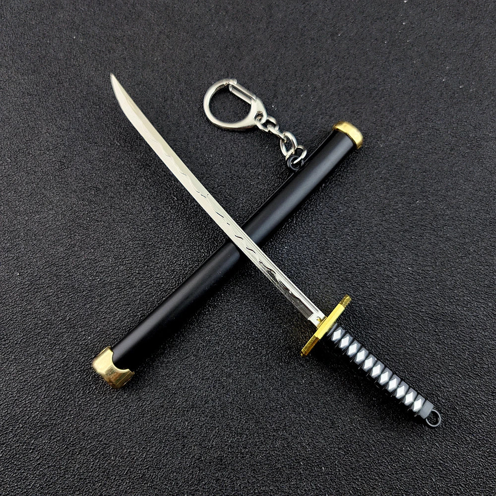 Mini Roronoa Zoro Samurai Sword Keychain Anime Scabbard Key Ring Katana Buckle Key Chain for men women Cosplay Toy Jewelry Gift