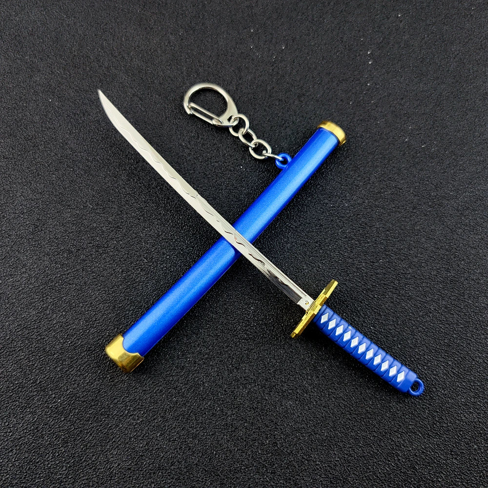 Mini Roronoa Zoro Samurai Sword Keychain Anime Scabbard Key Ring Katana Buckle Key Chain for men women Cosplay Toy Jewelry Gift