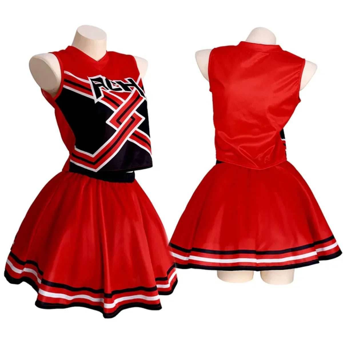Takerlama RCH Printed Cheerleader Uniform Bring it On Cosplay Women's Fancy Dress Tank Top Mini Skirt Halloween Costume Clothes - Costume Only / XXL