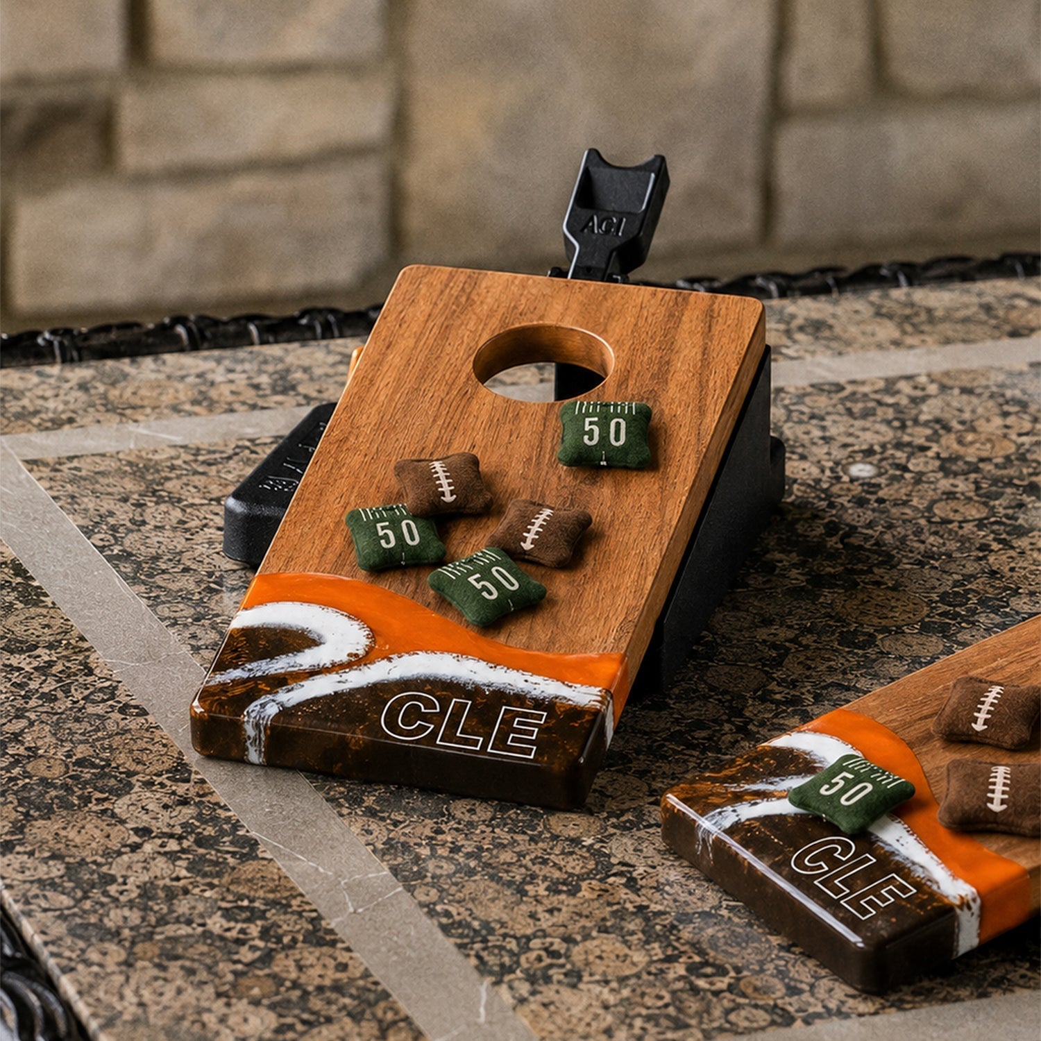 Mini Tabletop Resin & Wood Cornhole Set | Gameday Collection