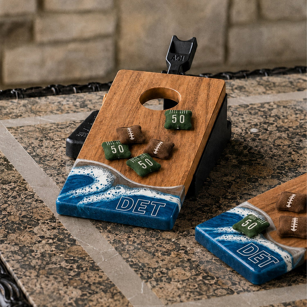 Mini Tabletop Resin & Wood Cornhole Set | Gameday Collection