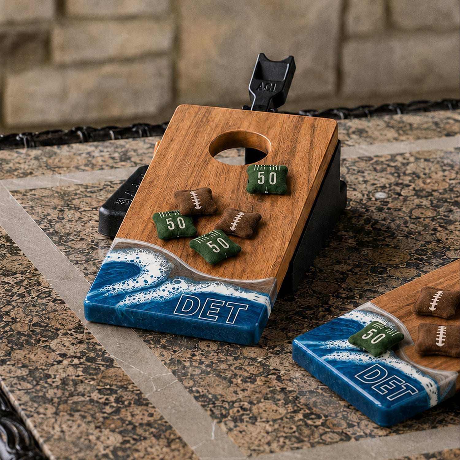 Mini Tabletop Resin & Wood Cornhole Set | Gameday Collection