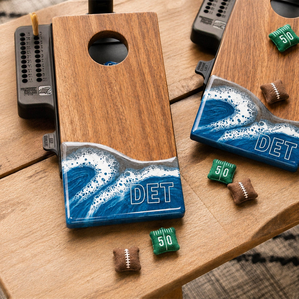 Mini Tabletop Resin & Wood Cornhole Set | Gameday Collection