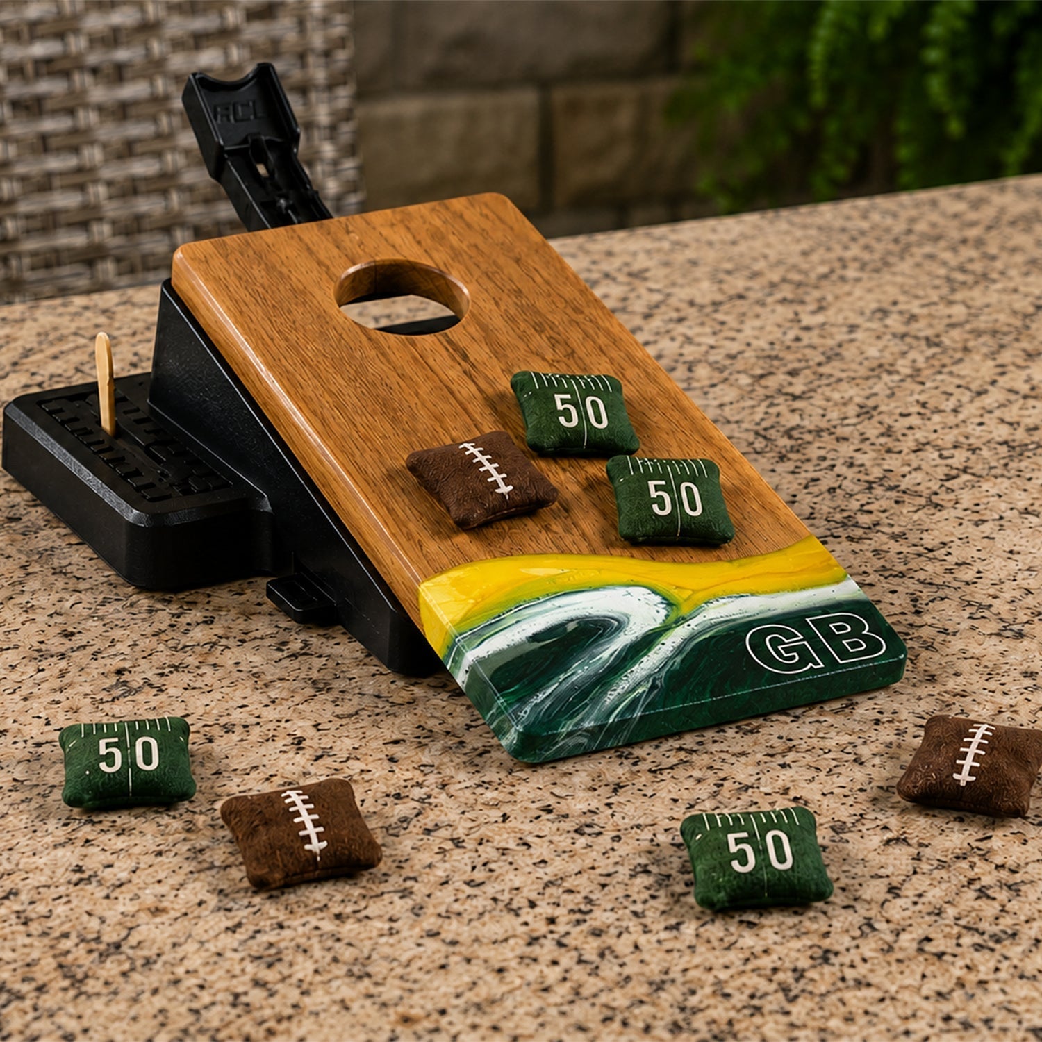 Mini Tabletop Resin & Wood Cornhole Set | Gameday Collection