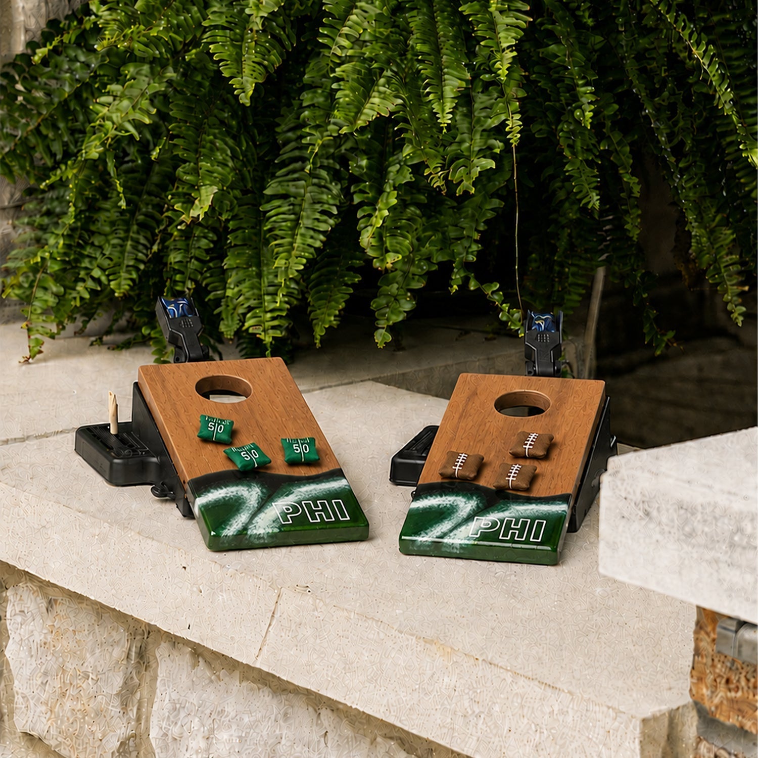 Mini Tabletop Resin & Wood Cornhole Set | Gameday Collection