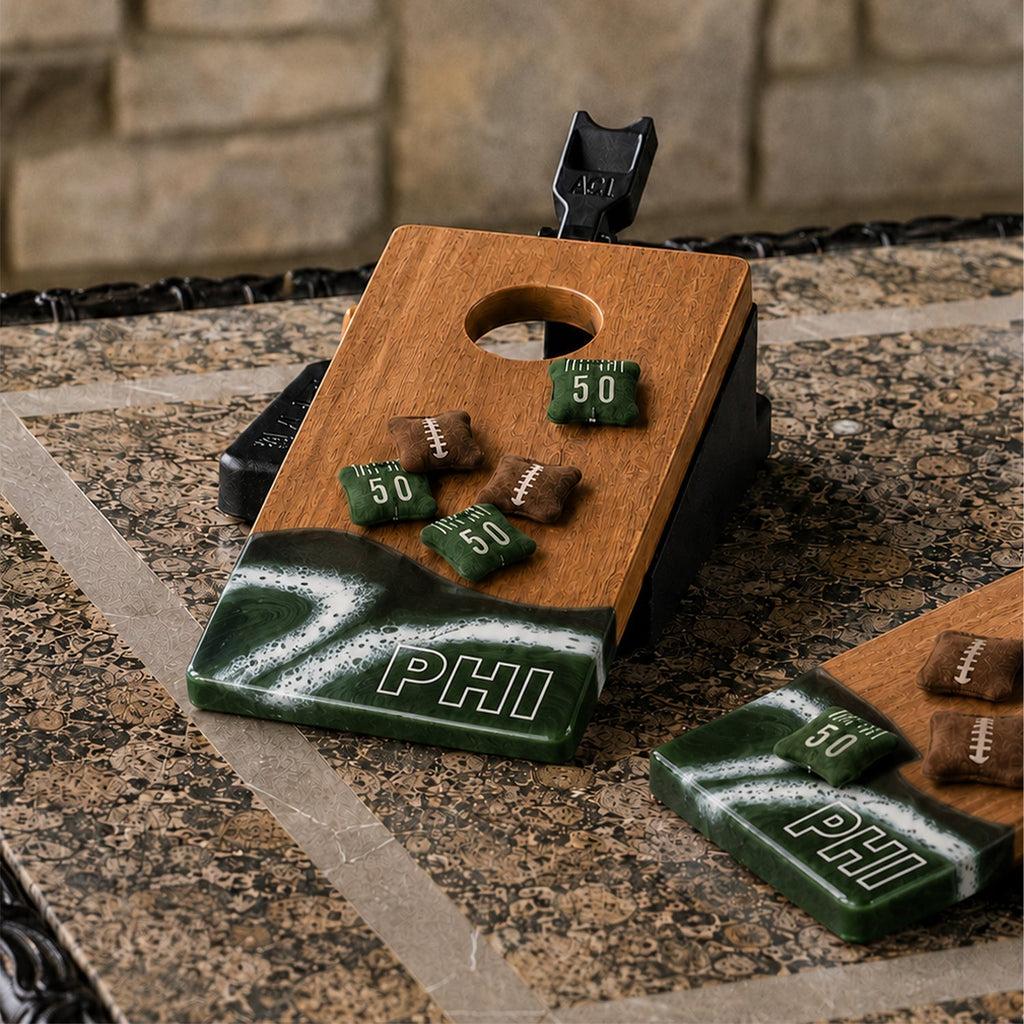 Mini Tabletop Resin & Wood Cornhole Set | Gameday Collection