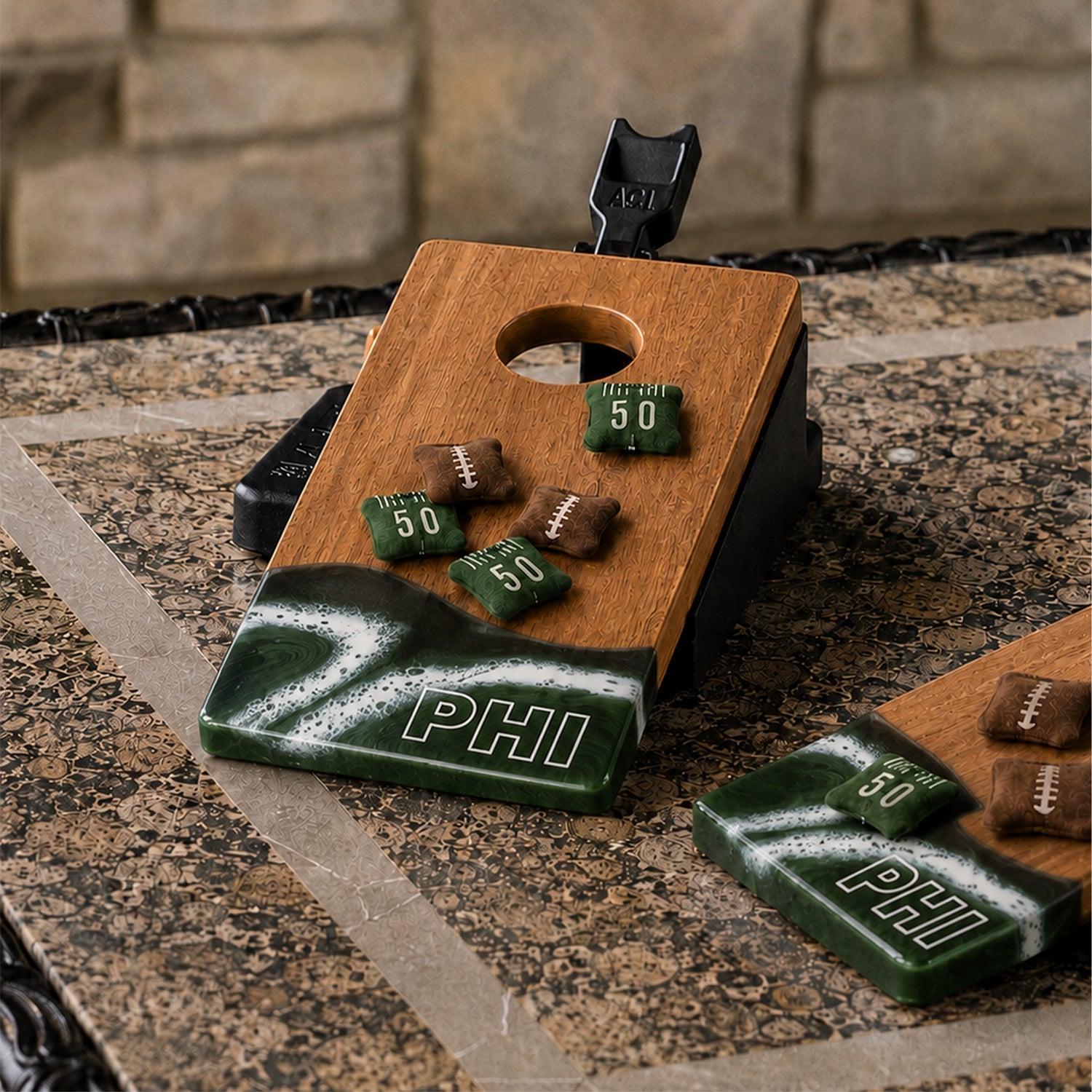 Mini Tabletop Resin & Wood Cornhole Set | Gameday Collection