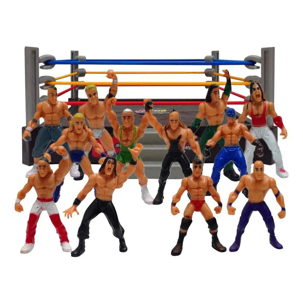 Mini Wrestling Ring Battle Pack-Play Set With Action Figures DIY Realistic Wrestler Building Pretend Play Educational Toy