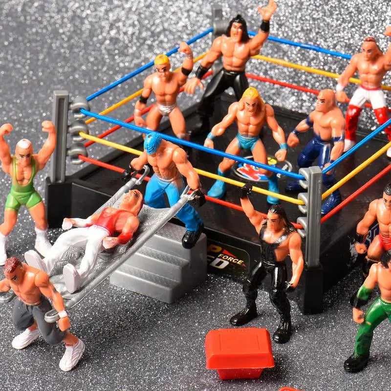 Mini Wrestling Ring Battle Pack-Play Set With Action Figures DIY Realistic Wrestler Building Pretend Play Educational Toy