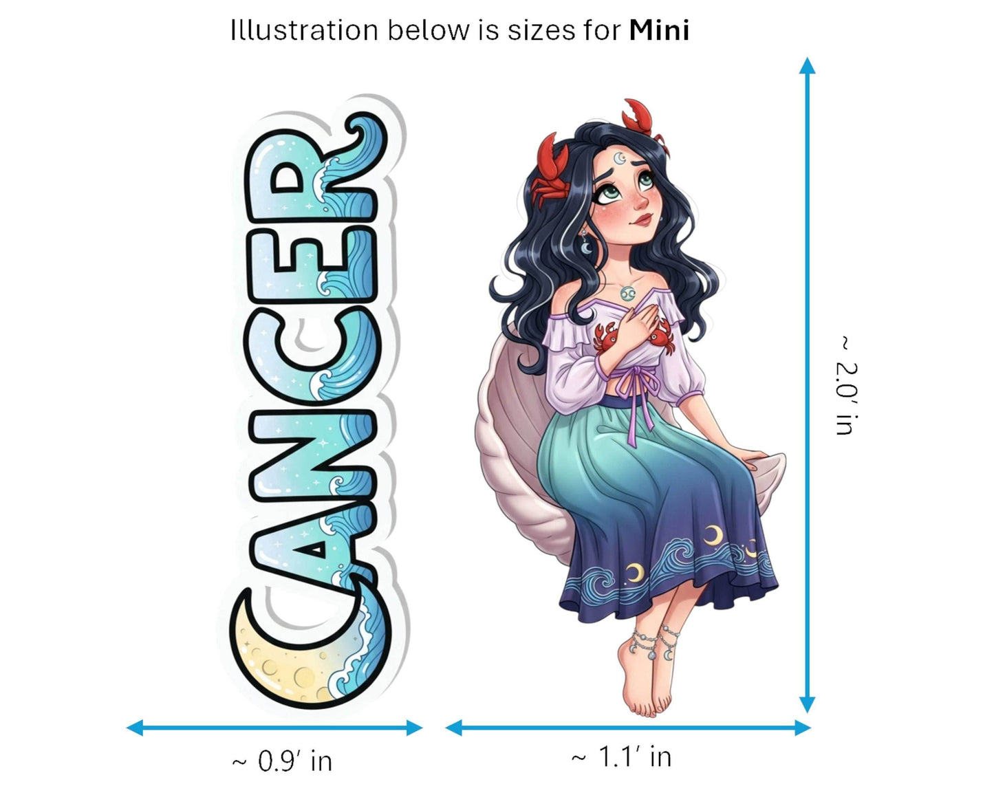 Cancer Sticker and Magnet - the Celestial Crab Horoskins™ – Zodiac Water Sign | Waterproof & UV-Proof - Sticker / Mini