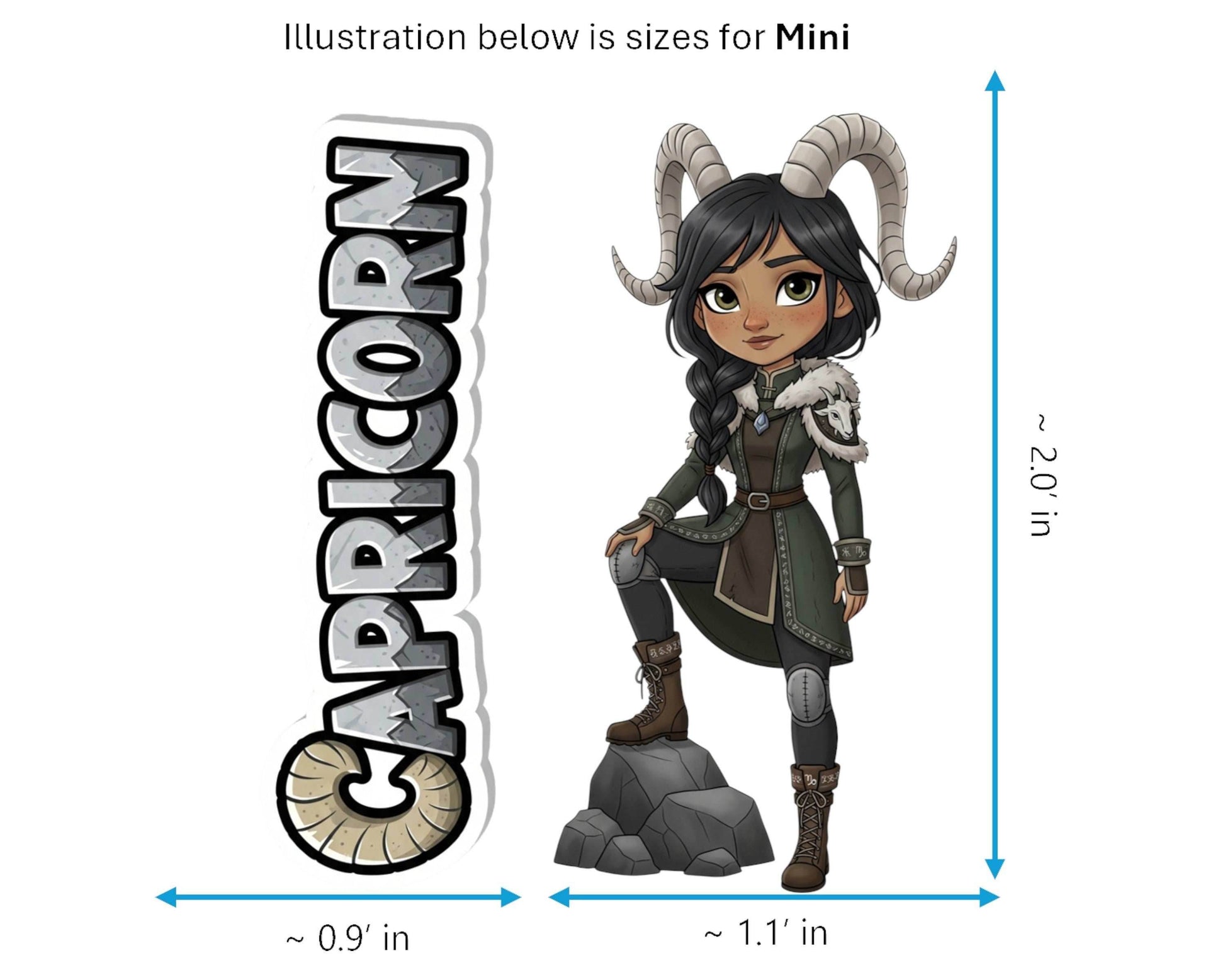 Capricorn Sticker and Magnet - Mountain Climber Horoskins™ – Zodiac Earth Sign | Waterproof & UV-Proof - Sticker / Mini