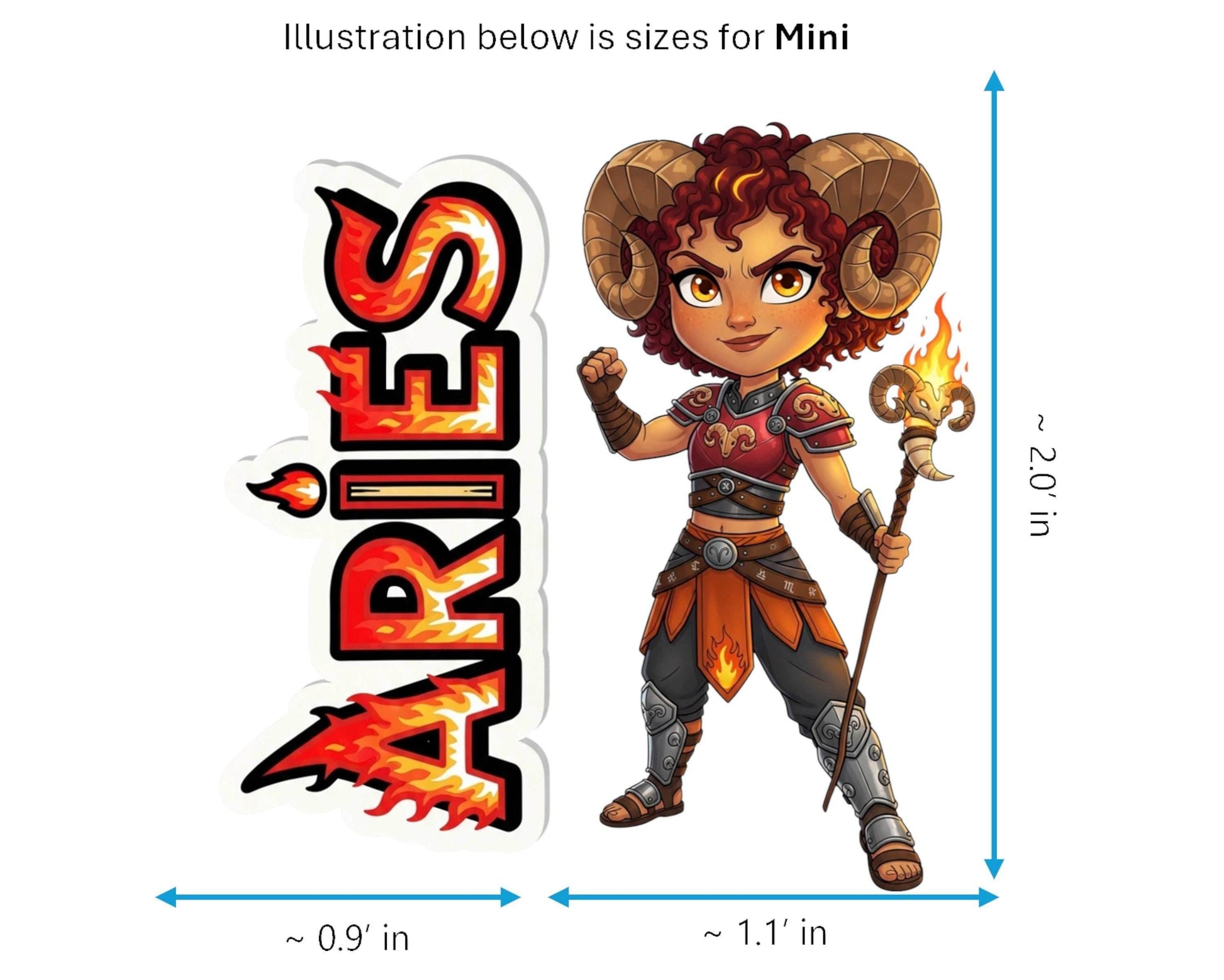 Aries Sticker and Magnet - Fire-Hearted Ram Horoskins™ – Zodiac Fire Sign | Waterproof & UV-Proof - Sticker / Mini