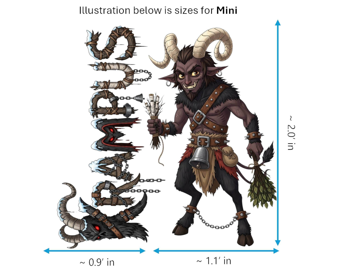 Krampus Sticker and Magnet - Shadow of Saint Nicholas Mythkins™ – Christmas Folklore Demon | Waterproof & UV-Proof - Sticker / Mini