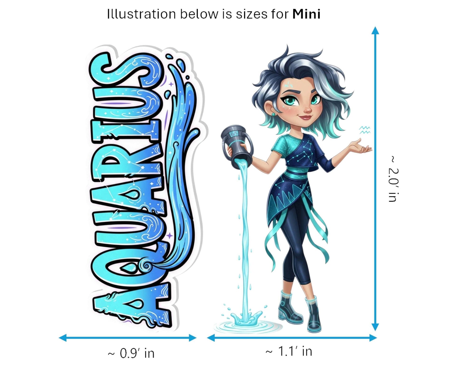 Aquarius Sticker and Magnet - the Star-Pourer Horoskins™ – Zodiac Air Sign | Waterproof & UV-Proof - Sticker / Mini