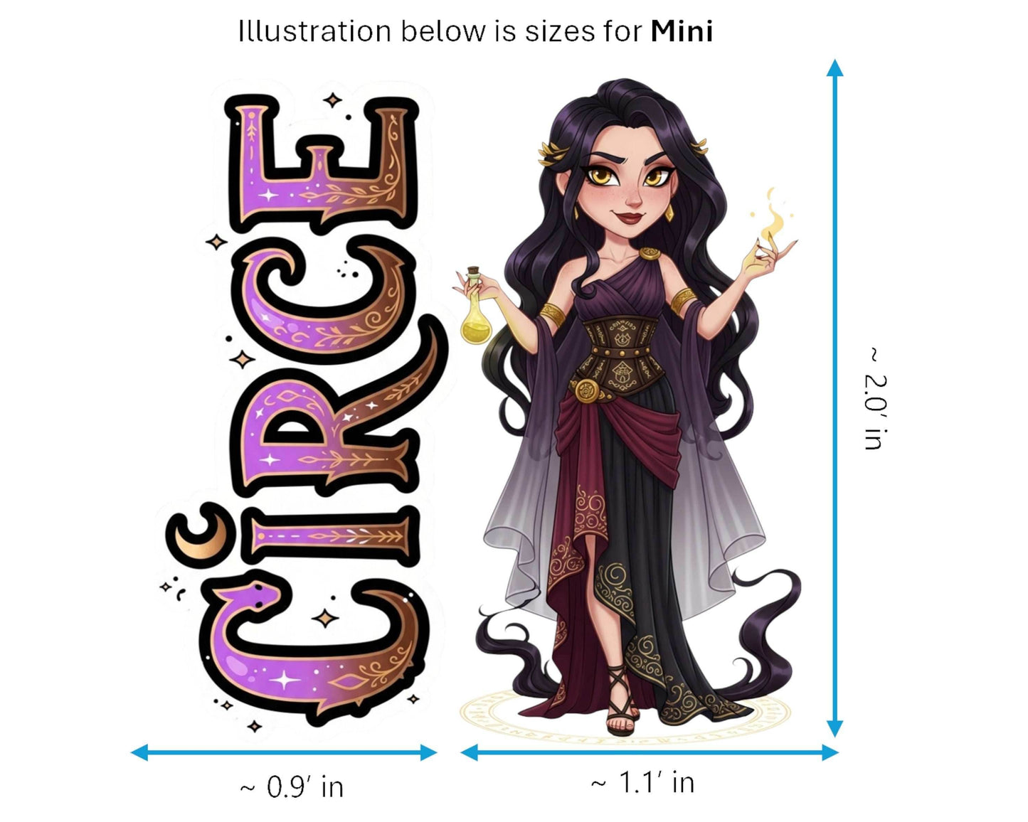Circe Sticker and Magnet - Enchantress of Aeaea Mythkins™ – Greek Mythology Sorceress | Waterproof & UV-Proof - Sticker / Mini