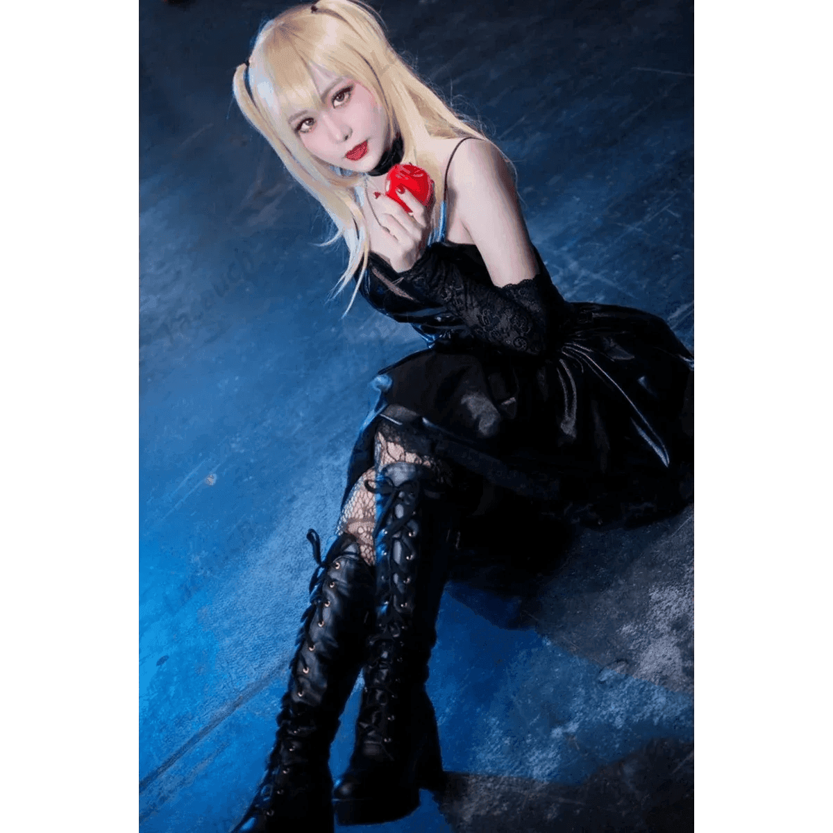 Misa Amane Gothic Cosplay Costume – Dress with Lace & Accessories - XS / Death Note / Wig