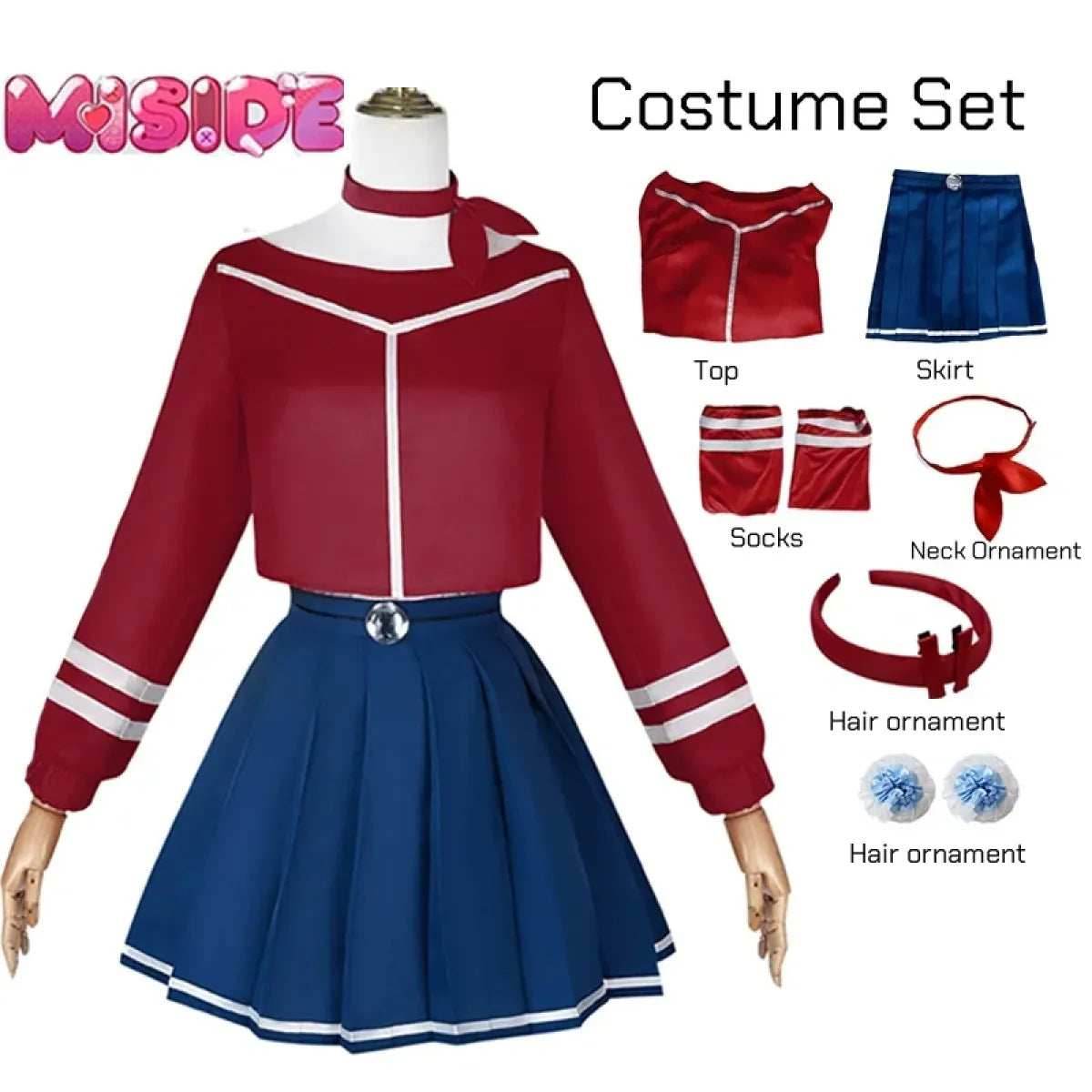 Mita Mira Cosplay School Uniform – MiSide Yandere JK Set for Girls & Women - Costume 7Pcs Set / M