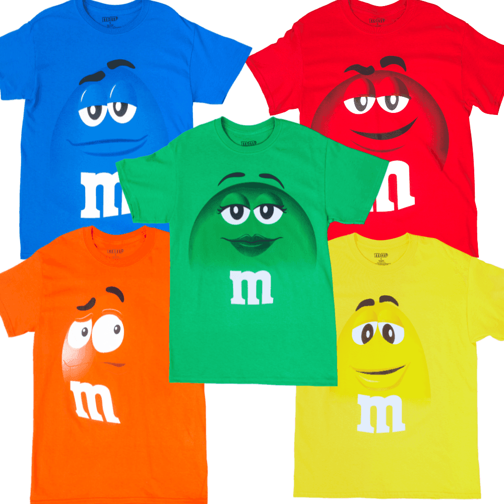 M&M's Candy Silly Character Face Adult T-Shirt - XS / Blue