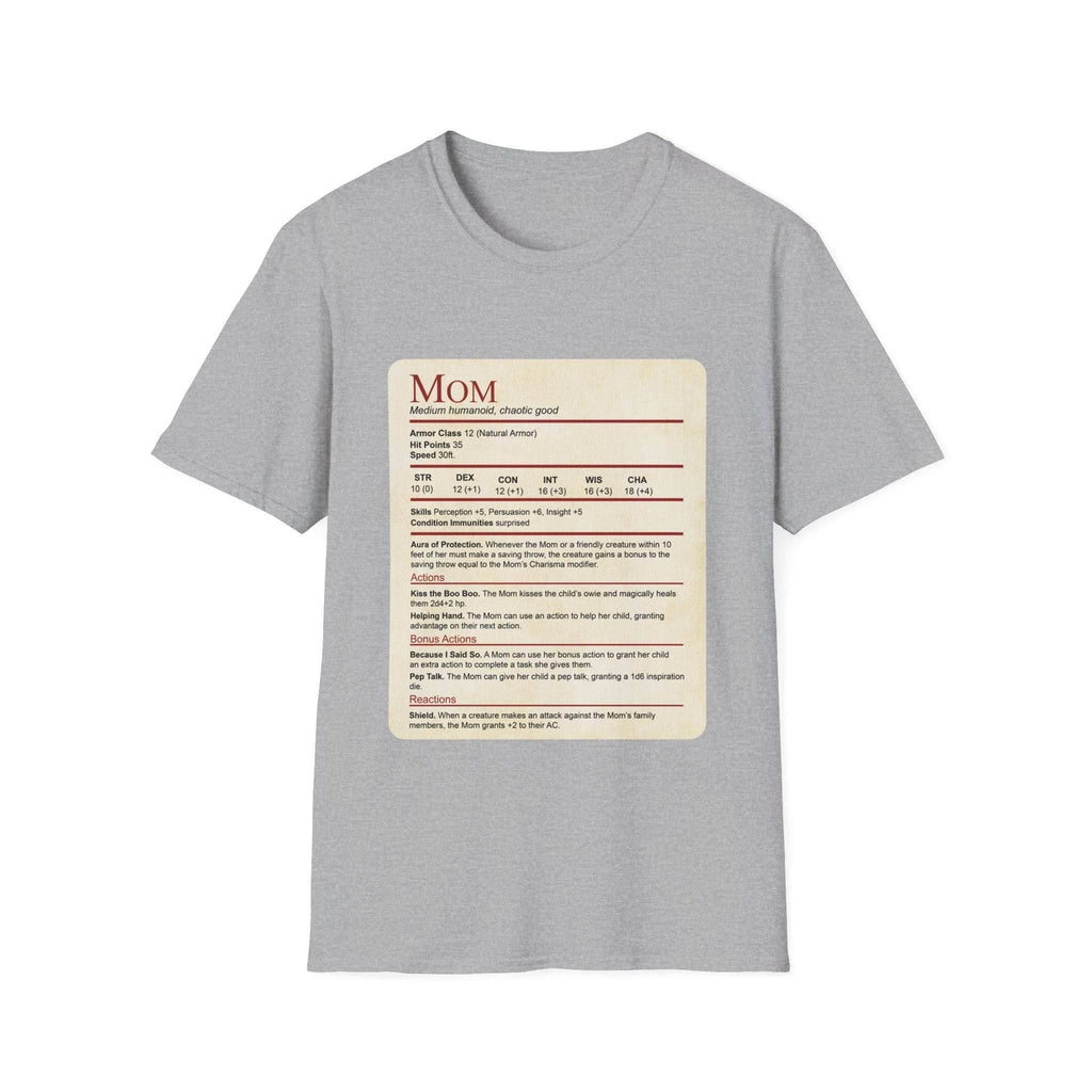 Mom DND Shirt - Funny Stat Block - Sport Grey / XS