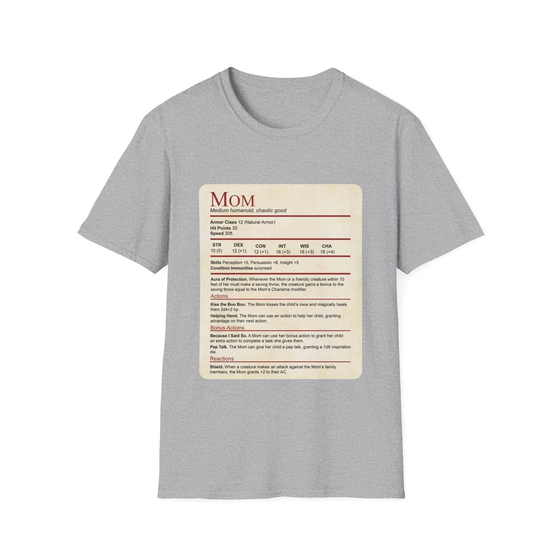 Mom DND Shirt - Funny Stat Block - Sport Grey / XS