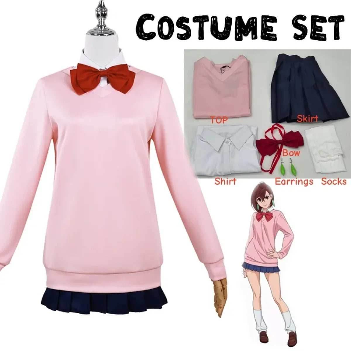 Momo Ayase Cosplay Costume – Dandadan School Uniform Set with Accessories - Costume Only / M