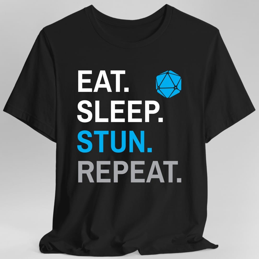 Monk Class T-Shirt – 'Eat, Sleep, Stun, Repeat'