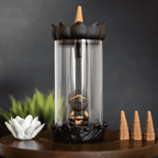Glass Little Monk Backflow Incense Burner - Brown
