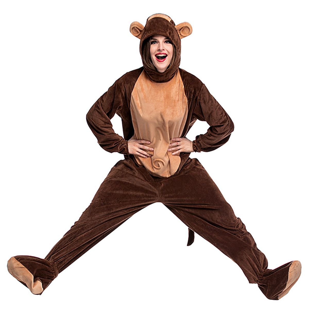 Monkey Halloween Costume Adult Onesie One Piece Cosplay Suit Women and Men