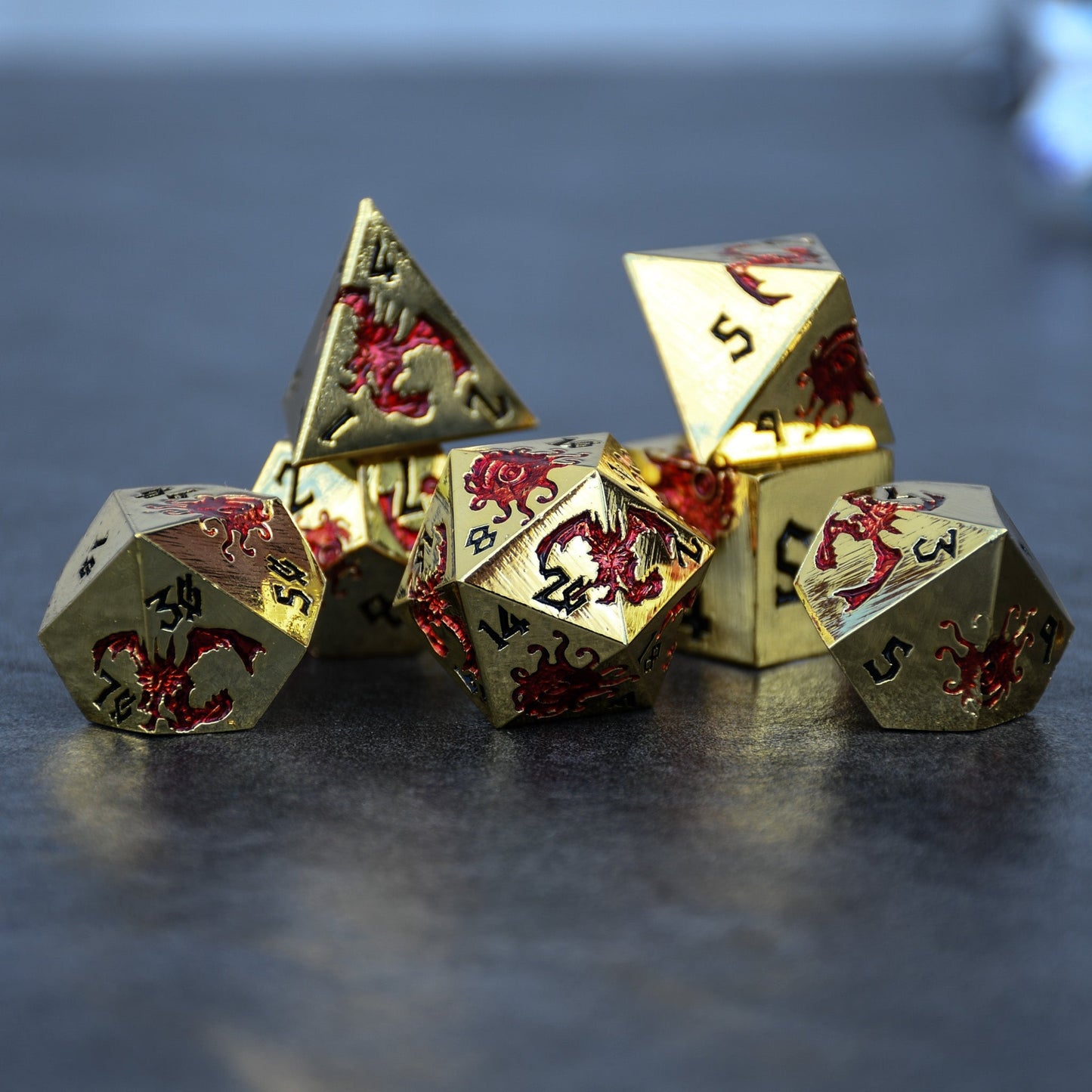 Monster Manual Dice - Gold and Red