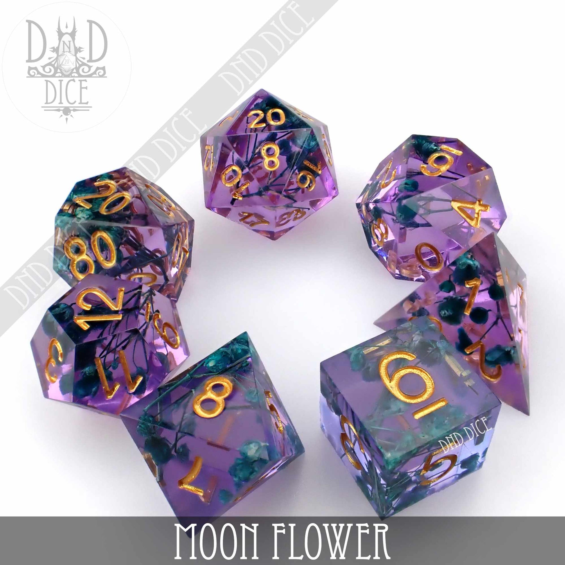 Moon Flower Handmade Dice Set