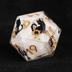 Moon Night Shadow Cat Guardian Unusual White Resin DnD Dice Set