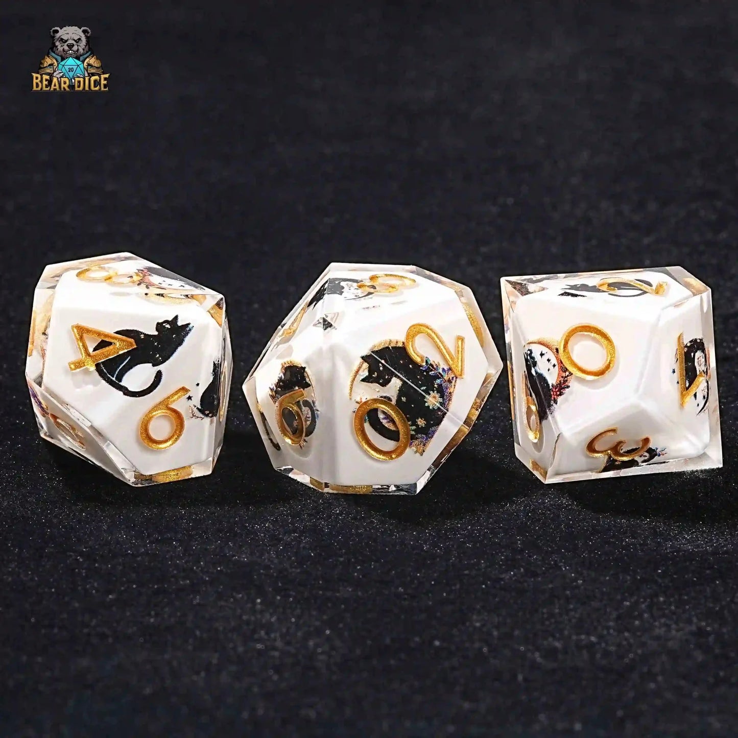 Moon Wizard Cat Resin 10 Sided Dice (D10 Dice)