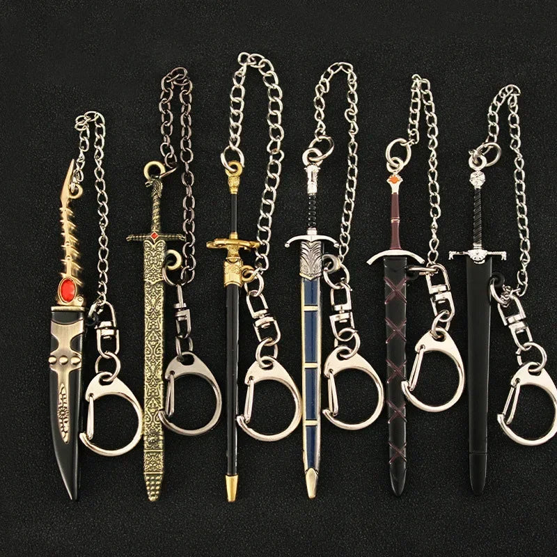 Movies TV Peripheral Medieval Style Weapon Keychains Model Mini Pendant Accessories Keychain Swords Samurai Gifts Toys for Boys