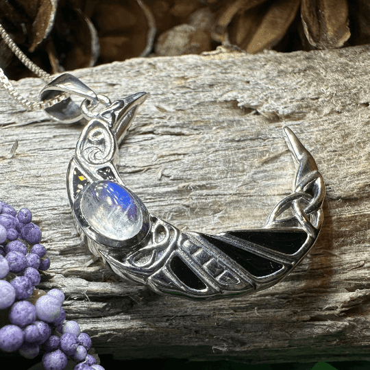 Aulay Raven Moon Necklace - Moonstone / 18