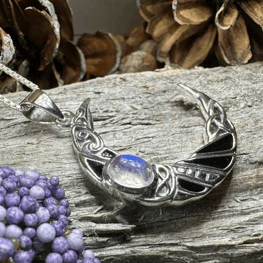 Aulay Raven Moon Necklace - Moonstone / 18