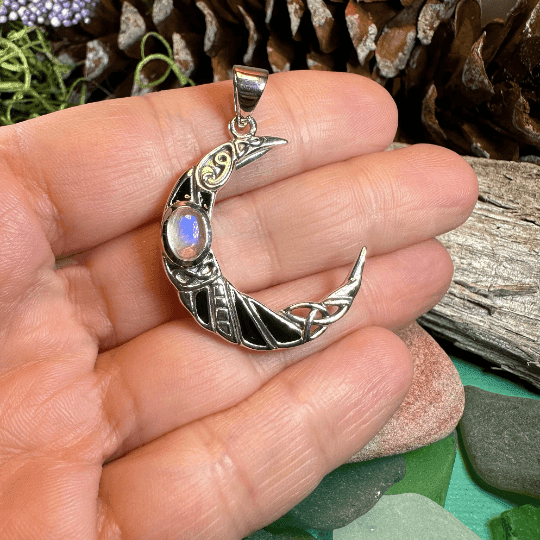 Aulay Raven Moon Necklace - Moonstone / 18