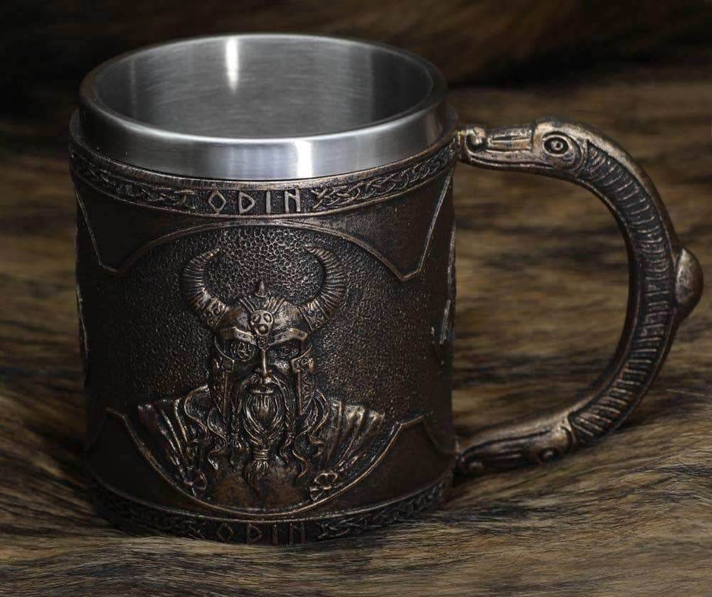 Viking Nordic Odin Raven Stainless Steel Drinking Mug - 1 Mug
