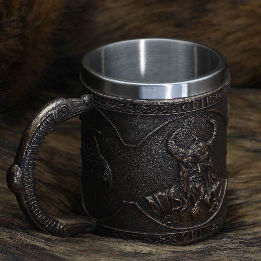 Viking Nordic Odin Raven Stainless Steel Drinking Mug - 1 Mug