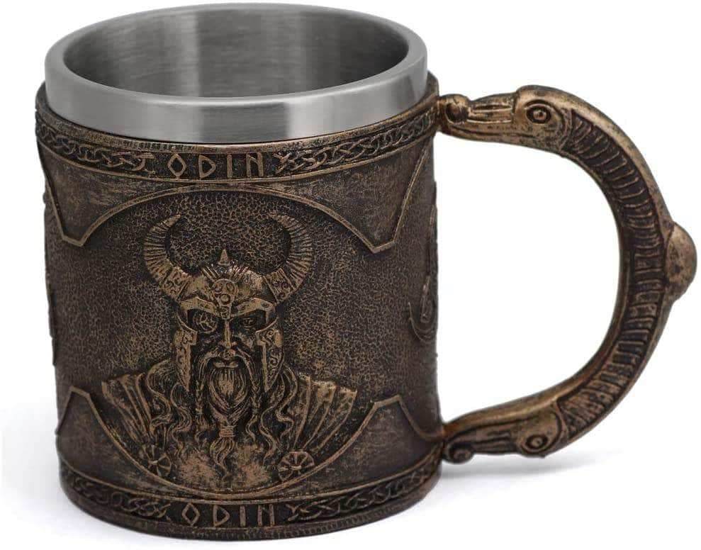 Viking Nordic Odin Raven Stainless Steel Drinking Mug - 1 Mug