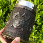 Ancient Treasures' Viking Thor and Odin Heavy Stainless Steel Tankard Mug - 