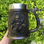 Ancient Treasures' Viking Thor and Odin Heavy Stainless Steel Tankard Mug - 