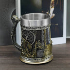 Viking Valhalla Storm Heavy Stainless Steel Tankard Mug - 