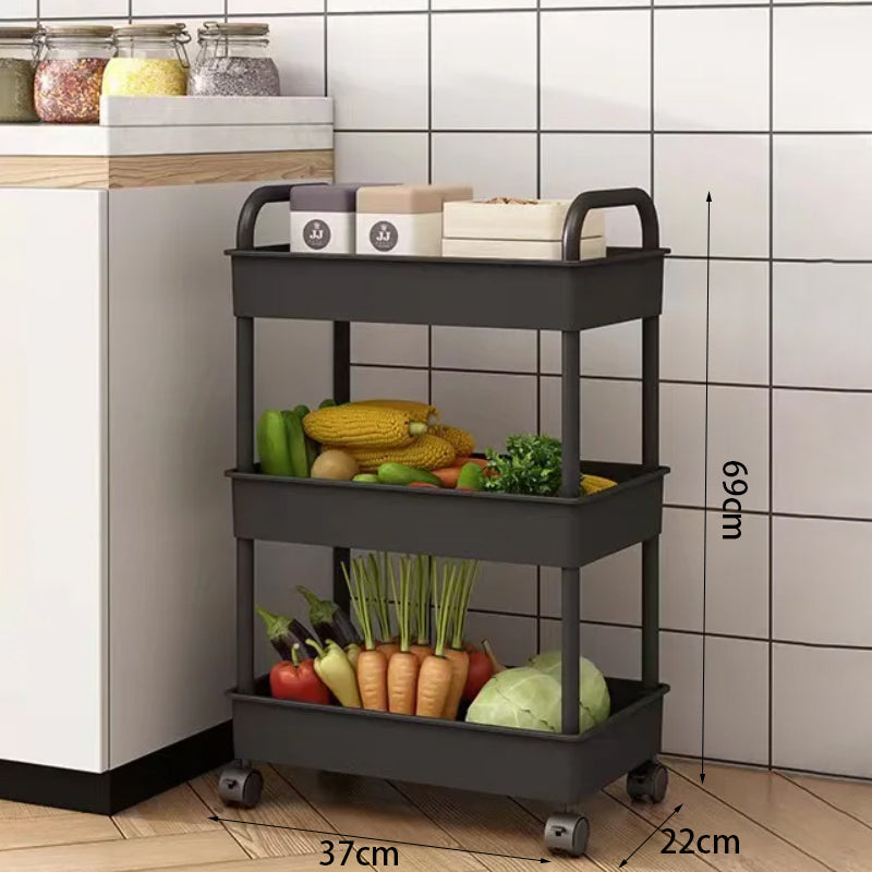 Multi-Layer Floor Standing Mobile Storage Trolley Rack