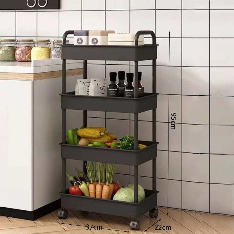 Multi-Layer Floor Standing Mobile Storage Trolley Rack