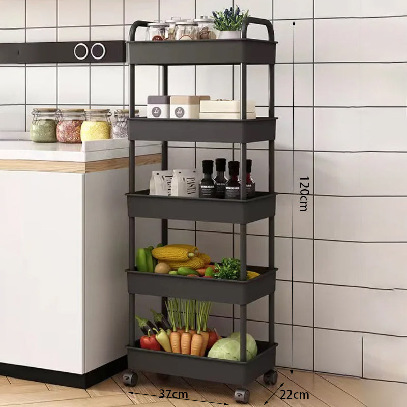 Multi-Layer Floor Standing Mobile Storage Trolley Rack